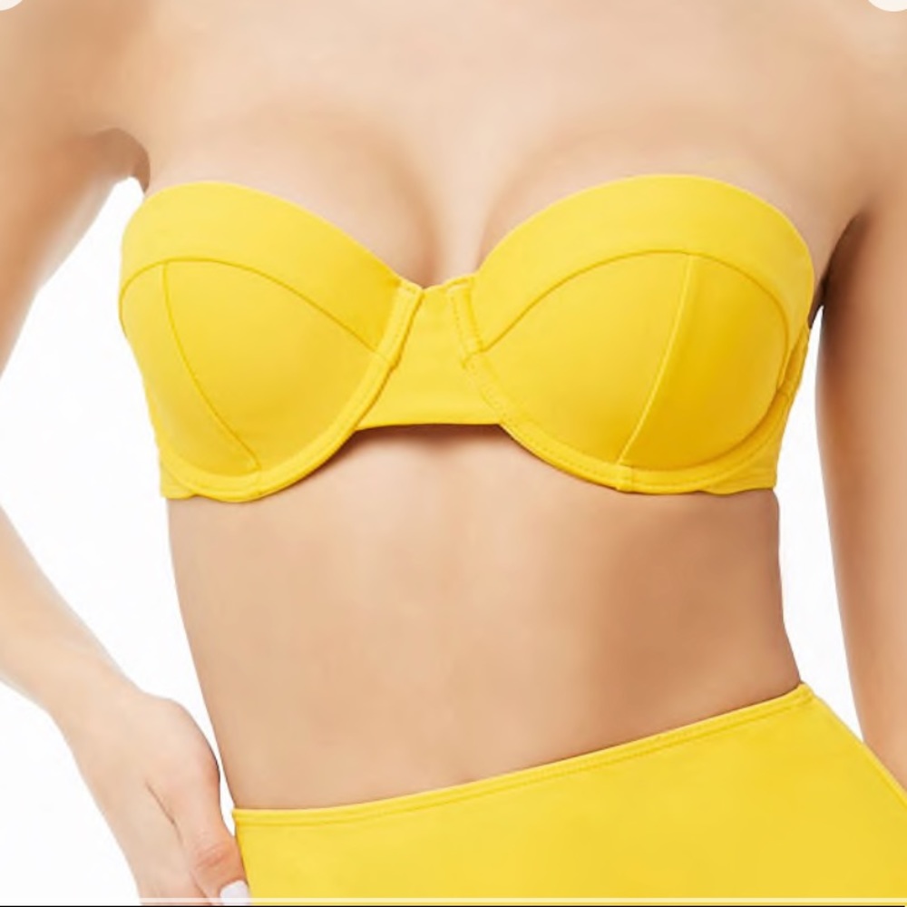 NWT underwire yellow bikini bandeau strapless